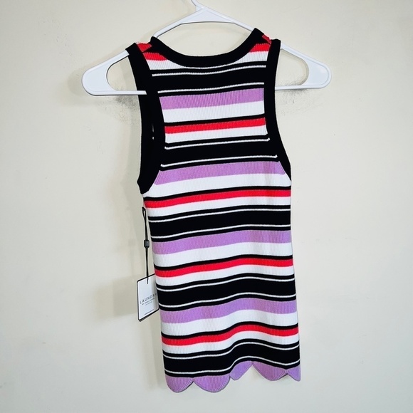 NWT Laundry by Shelli Segal Striped Knit Tank Top Scallop Hem Size Small - Picture 5 of 5